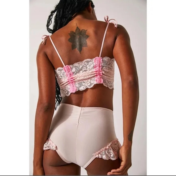 NWT Free People X HAH Netter Late Than Never Set In Pink Lace - Picture 4 of 4